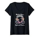 Femme Frases Positivas para Amantes de Bicicletas Regalo Mujer T-Shirt avec Col en V