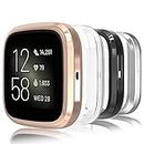 Hianjoo [4-Pack] Case Compatible with Fitbit Versa 2, Ultra Slim Soft Full Cover Screen Protector (NOT Replacement for Fitbit Versa Lite/Versa 3) - Clear, Black, Silver, Rose Gold