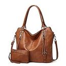 HUGGI Faux leather hand bag for women | shoulder bags for women with strap & zipper | ladies purse for birthday, anniversary, thanks giving | purse and handbag combo (Brown)
