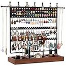 QILICHZ Earring Organizer Earring Stand 124 Holes Earring Holder Jewelry Stand Jewelry Holder Jewelry Organizer Jewelry Tower Rack with Wooden Tray for Home Use and Jewelry Display