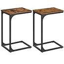 VASAGLE Set of 2 C-Shaped Side Table, Bedside Table, Sofa Side Table, Coffee Table, with Metal Frame, Industrial, for Living Room, Bedroom, Rustic Brown and Black LET354B01