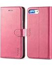 TUCCH Case for iPhone 8 Plus, Wallet Case for iPhone 7 Plus, Folio Premium Leather Flip Cover with Card Slots Magnetic Closure Stand Shockproof Case Compatible with iPhone 7Plus 8Plus - Hot Pink