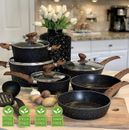 12pc Induction Nonstick Cookware Kitchen Granite Coated Pots & Pans Set w/ Lid