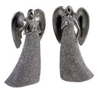Christmas Silver Angel Figurines / 20cm Ornaments - Star Pray (Set of 2)