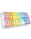 Weekly Pill Organizer 2 Times a Day Large 7 Day 2020 Newest Version Fullicon AM PM Pill Box Large Daily Pill Cases Easy Fill Medicine Box (Rainbow)