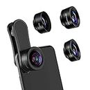 AFAITH Camera Lens for Smartphone, 3 in 1 Cell Phone Lens Clip Kit, 20X Macro Lens & 198° Fisheye Lens & 120° Wide Angle Lens for iPhone Samsung Huawei