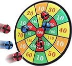 ALMAND Steel Double-Sided Dart Board Set with 3 Sticky Balls Rotating Number Ring Staple-Free Bullseye Throwing Line with Install Instruction-14 Inch (Nonwoven-Fabric)