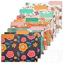 EOOUT 9pcs Decorative File Folders Letter Size, 1/3-Cut Tabs Plastic File Folders for Documents with Colorful Floral Patterns and Erasable Category Labels for Notes Office and School Supplies