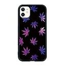 FANXI Maple Leaf Phone Case for iPhone 11 6.1 Inch - Shockproof Protective TPU Aluminum Cute Cool Designed Purple Star Phone Case for iPhone 11 Case for Women Girls Teens Black