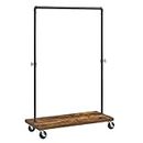 VASAGLE Clothes Rack, Heavy Duty Clothing Rack, Industrial Pipe Style Rolling Garment Rack with Shelf, for Bedroom, Laundry Room, Retail Store, Rustic Brown and Black UHSR65BX