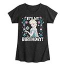Disney Frozen - Elsa It's My Birthday - Toddler & Youth Girls Short Sleeve Graphic T-Shirt - Size 4T Heather Black