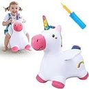 iPlay, iLearn Bouncy Pals Unicorn Hopping Horse Plush, Outdoor n Indoor Ride on Animal Toys, Inflatable Hopper, Activity Riding Birthday Gift for 18 Months 2 3 4 Year Old Kid Toddler Girl W/Pump