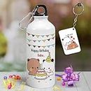 Bubu Dudu Love gift for birthday Sipper Water Bottle Aluminium with Wooden Keychain Combo Pack ATSK-10