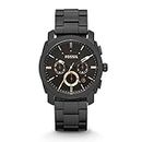 Fossil Watch for Men Machine, Quartz Chronograph Movement, 42 mm Black Stainless Steel Case with a Stainless Steel Strap, FS4682