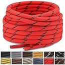 Stepace Round Shoelaces [2 Pairs] Heavy Duty Boot Shoe Laces for Hiking Work Boots Red Black 140(Dots)