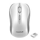 LeadsaiL Wireless Mouse Silent 2.4G USB Computer Mouse Compact Optical Cordless Mouse Mini Quiet Wireless Mice, Noiseless, 4 Buttons, 3 Adjustable DPI Mobile Mouse for PC/Laptop/Windows/Mac/Linux