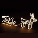Large Christmas Reindeer & Santa Sleigh Outdoor Garden Light Rope Decoration