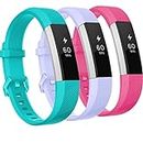 GEAK Compatible with Fitbit Alta and Alta HR Band, Soft Classic Accessories Sport Bands Compatible for Fitbit Alta HR/Fitbit Ace,Lilac Teal and Rose,Small