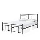Zinus Nicholas Super King Size Bed Frame - Lit 180x200 cm - 30 cm de Hauteur - Cadre de lit en métal avec tête et Pied de lit - Noir