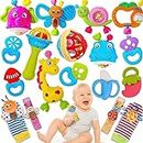 AZEN 18Pcs Baby Toys 3-6 Months, Baby Rattles 0-6 Months, Newborn Infant Baby Toys 0-3 Months, Baby Rattles 0-6 Months, Baby Toys 6 to 12 Months, Baby Boy Girl Gifts Set
