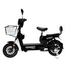 Green Udaan Electric Scooter for adults commuter with portable rechargeable battery, No RTO Registration or DL required, 30kms Range & 25kmph Power by 250W Motor, Comfortable Wider Deck E-Bike | Black