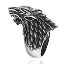 El Regalo Game of Thrones Inspired Stainless Steel Direwolf Ring from House Stark of Winterfell (9) For Men