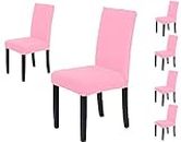 Gadgets Appliances Dining Elastic Spandex Chair Covers Luxury Anti-Dirty Kitchen Seat Cover for Dinner Banquet Room Chair Covers - Light Pink (Pack of 6)