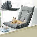 HQ-GAMING Floor Chair Folding Lazy Sofa, Sofa Chair with 5 Adjustable Position, Padded Sleeper Bed, Couch Recliner, Floor Gaming Chair, Meditation Chair, Gaming Floor Chairs for Adults Kids (Grey)