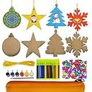 INDIKONB Christmas Wooden Hanging Ornaments Unfinished Wood Slices Christmas Painting Art and Crafts for Kids DIY Christmas Decorations (Small - Simple) | Christmas Craft CC - 1 |