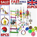 21 Pack Parrot Toys Set Metal Rope Small Ladder Stand Budgie Cockatiel Cage Bird