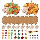 DKINY Pack of 12 Leafy Hedgehog Making Kit DIY Peel and Stick EVA Foam Arts and Crafts Kit for Kids Children Craft Party Group Activities Hanging Decorations for Autumn Winter