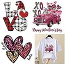 Valentine’s Day Iron on Patches, Valentines Iron on Transfers Valentine Buffalo Plaid Heat Transfer Stickers Iron on Clothing Patches for Jackets T-Shirt Jeans Pillow Backpacks Garment Decorations