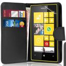 BLACK WALLET Leather Case Phone Cover for NOKIA LUMIA N630/N635 Plain UK STORE