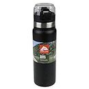Ozark Trail 24 oz White and Silver Stainless Steel Water Bottle with Wide Mouth Lid (blackandsilver)