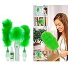 LENDZEE Hand-Held, Sward Go Dust Electric Feather Spin Duster, Green. Electronic Motorised Cleaning Brush Set
