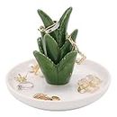 Ceramic Jewelry Dish - Ring Holder & Decorative Trinket Tray for Bathroom, Nightstand, and Vanity (Aloe)
