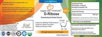D-Ribose Capsules Improve athletic performance ability to exercise boost Muscles