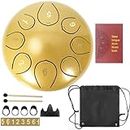 ITHWIU Steel Tongue Drum 6 Inch 8 Notes Hand Percussion Instrument Golden