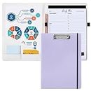 Clipboard Folio with to Do List Daily Planner - W/Low Profile Clip on Front, Business Card Holder, Legal Pad Pocket for Professional Women, Storage Clipboard Folder Notebook for Nurse Student Coach