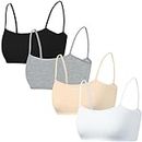 EDS Service Teen Girls Bra, 4 Pack Sports Training Bra, Soft Cotton Crop Top Vest with Removable Pad, Kids Underwear for Age 10-16 Years