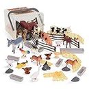 Terra by Battat – Country World – Realistic Cows Toys & Farm Animal Toys for Kids 3+ (60 Pc)