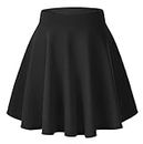 Urban CoCo Women's Basic Versatile Stretchy Flared Casual Mini Skater Skirt (Large, Black)