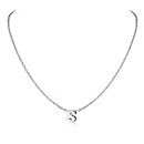 SILVERCUTE Small Letter S Pendant Sterling Silver Chain Initial Name Necklace for Women Girls