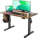 Claiks Electric Standing Desk, Adjustable Height Stand up Desk, 48x24 Inches Sit Stand Home Office Desk with Splice Board, Black Frame/Rustic Brown Top