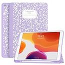 Soke New iPad 10.2 Case with Pencil Holder for iPad 9th Generation 2021 /8th Gen 2020/7th Gen 2019- Premium Shockproof Case with Soft TPU Back Cover & Auto Sleep/Wake for iPad 10.2 Inch,Book Lilac