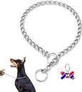4mm X 65cm Choke Chain Metal Dog Chain Pet Training Choker Non-Slip Collar for Walk The Dog or Puppy Training Walking, WithTag Nameplate