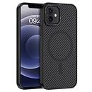 YINLAI Magnetic for iPhone 12 Pro Case, iPhone 12 Case, [Compatible with MagSafe] Carbon Fibre Slim Touch Shockproof Protective Phone Cases for iPhone 12/12 Pro 6.1", Black