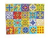 Shiv Kripa Decorative Ceramic Mosaic Tiles (2x2-inches, Multicolour) - Pack of 20