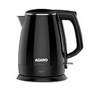 AGARO Royal Double Layered Kettle, 1.5 Litres, Double Layered Cool Touch, Dry Boiling Protection, Black |Stainless Steel | 1500 watts