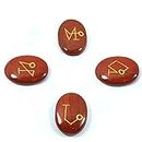 Reiki Crystal Products Red Jasper Arch Angel Set Reiki Symbol Engraved Crystal Stone Arch Angel Symbol Set 4 pc for Reiki Healing and Crystal Healing Stones (Color : Red)